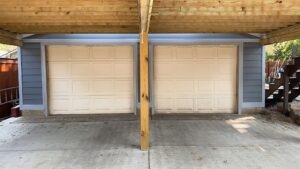 Two old garage doors before installation