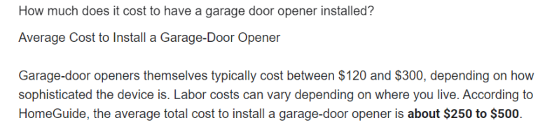 Opener installation cost