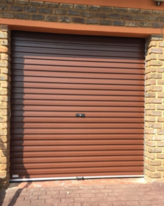 brown roll up garage door