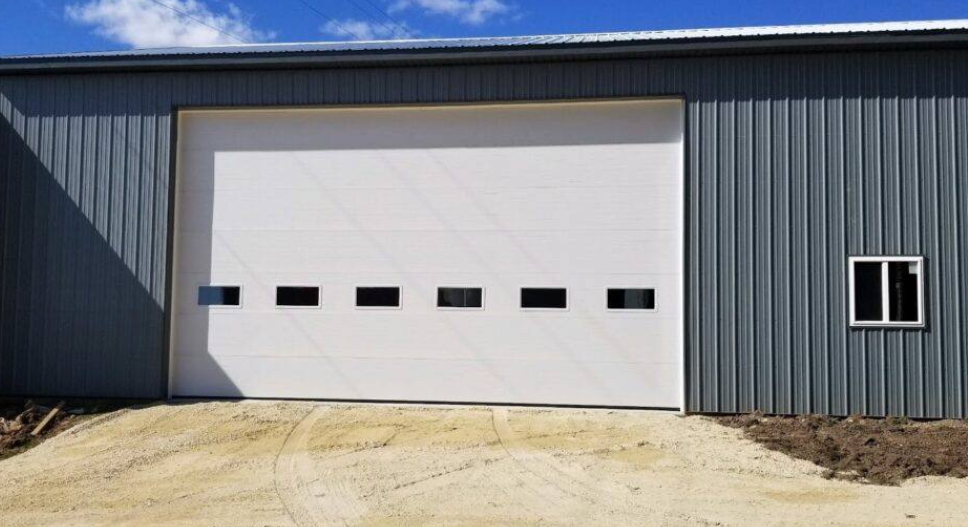 commercial garage door with windows