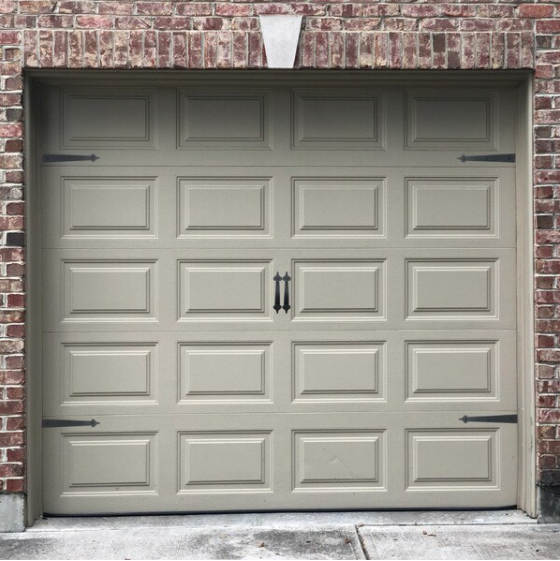 garage door with decorative hardware