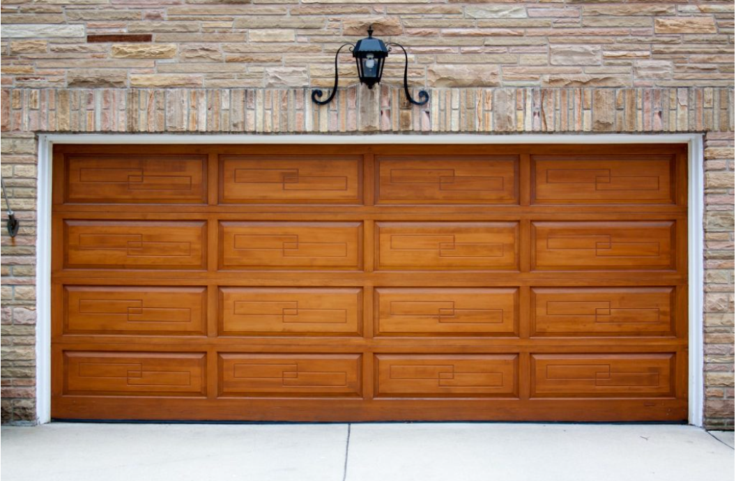 garage door with special wood panels