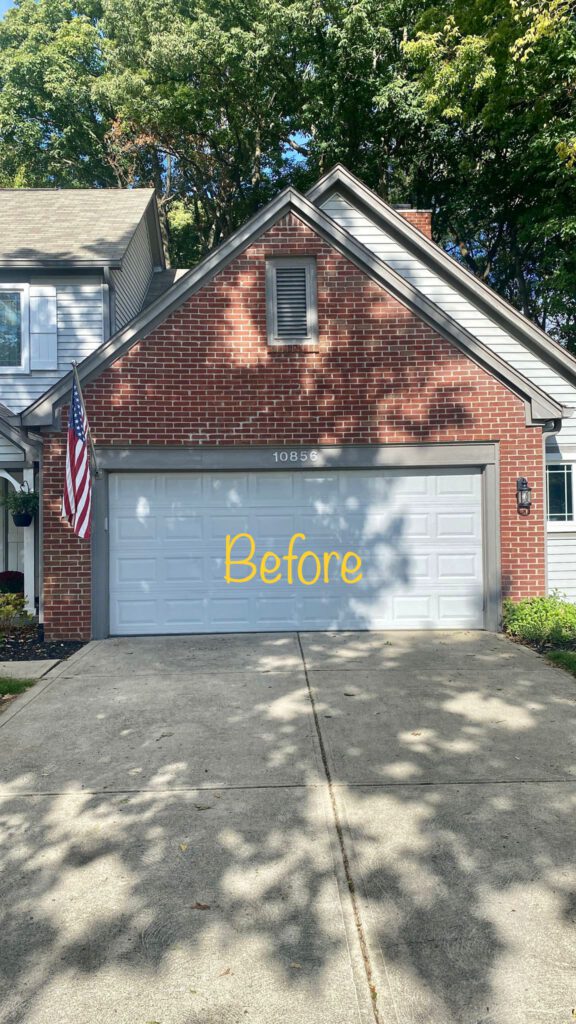Before: original garage door at a Fishers Indiana home, just across the line from Noblesville